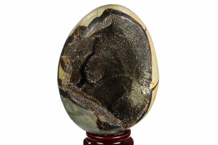 Septarian Dragon Egg Geode - Black Crystals #123021